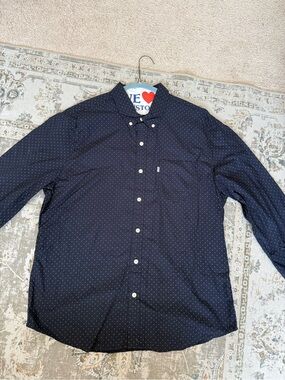Levi's Navy Blue Polka Dot Button-Down Shirt
